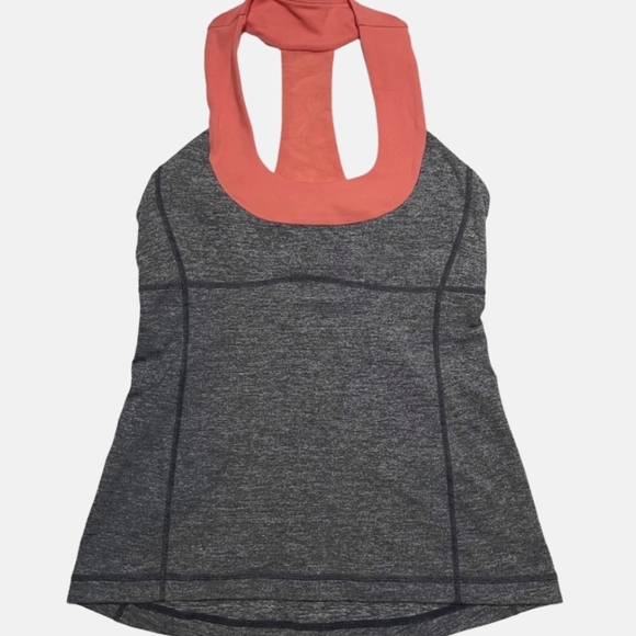 lululemon athletica Tops - Lululemon Athletica Scoop Neck Racerback Tank in Charcoal and Peach in Size 10